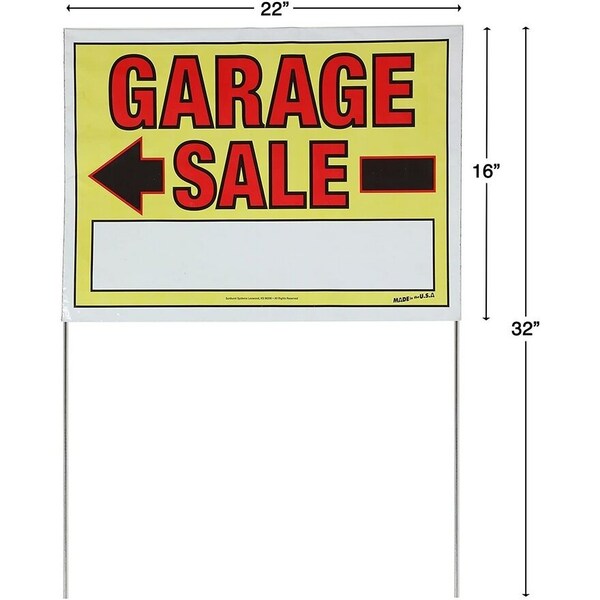 Sign Garage Sale 22 In X 32 In With Bracket 10-Pack